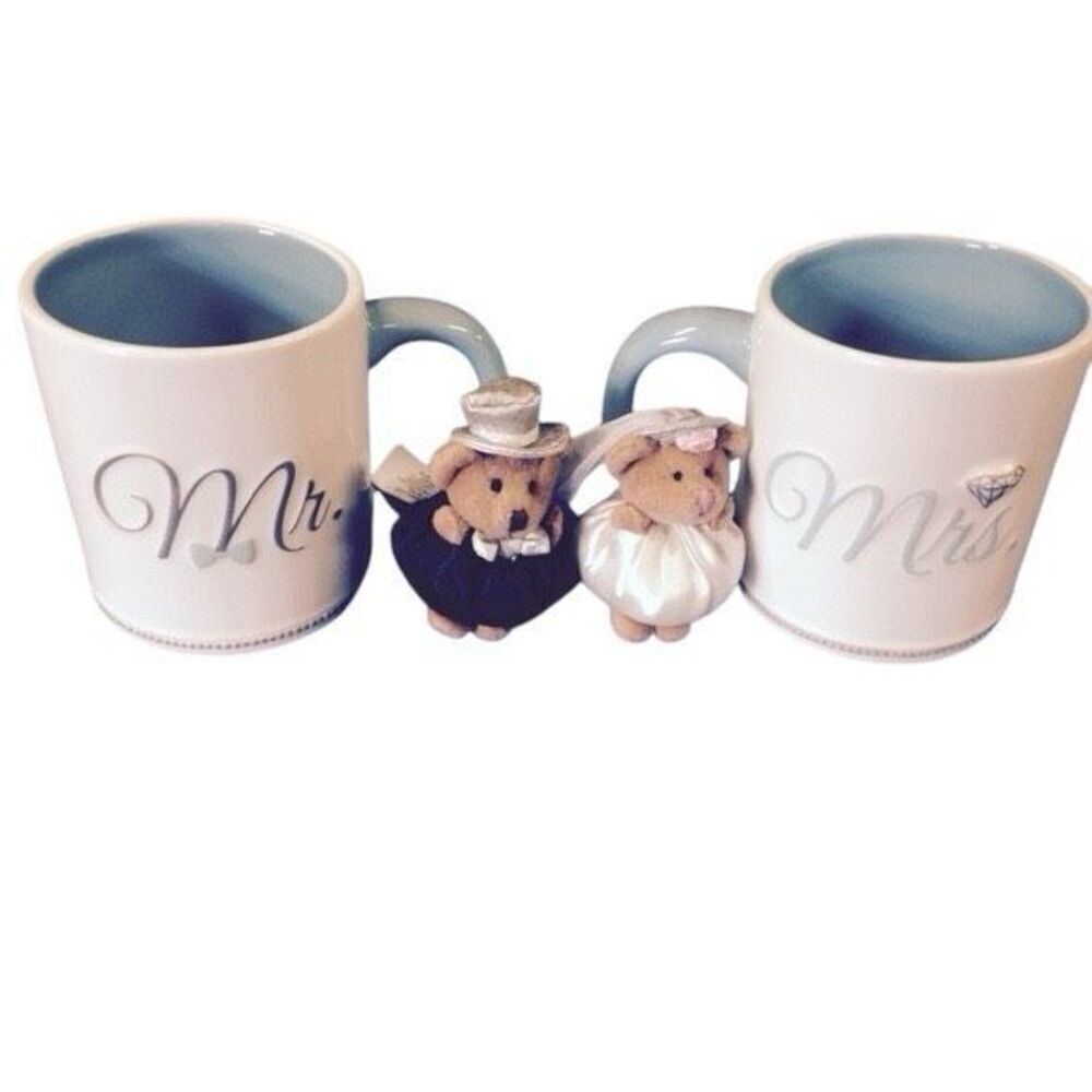 ✨Russ Mr & Mrs Coffee Mugs with Teddy Bears✨